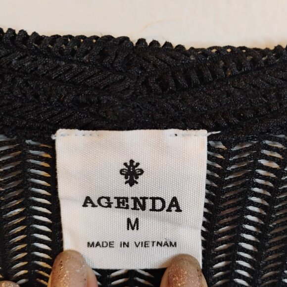 Agenda black open front sheer stretch mesh sweater light weight whimsigoth sz M - Picture 3 of 8